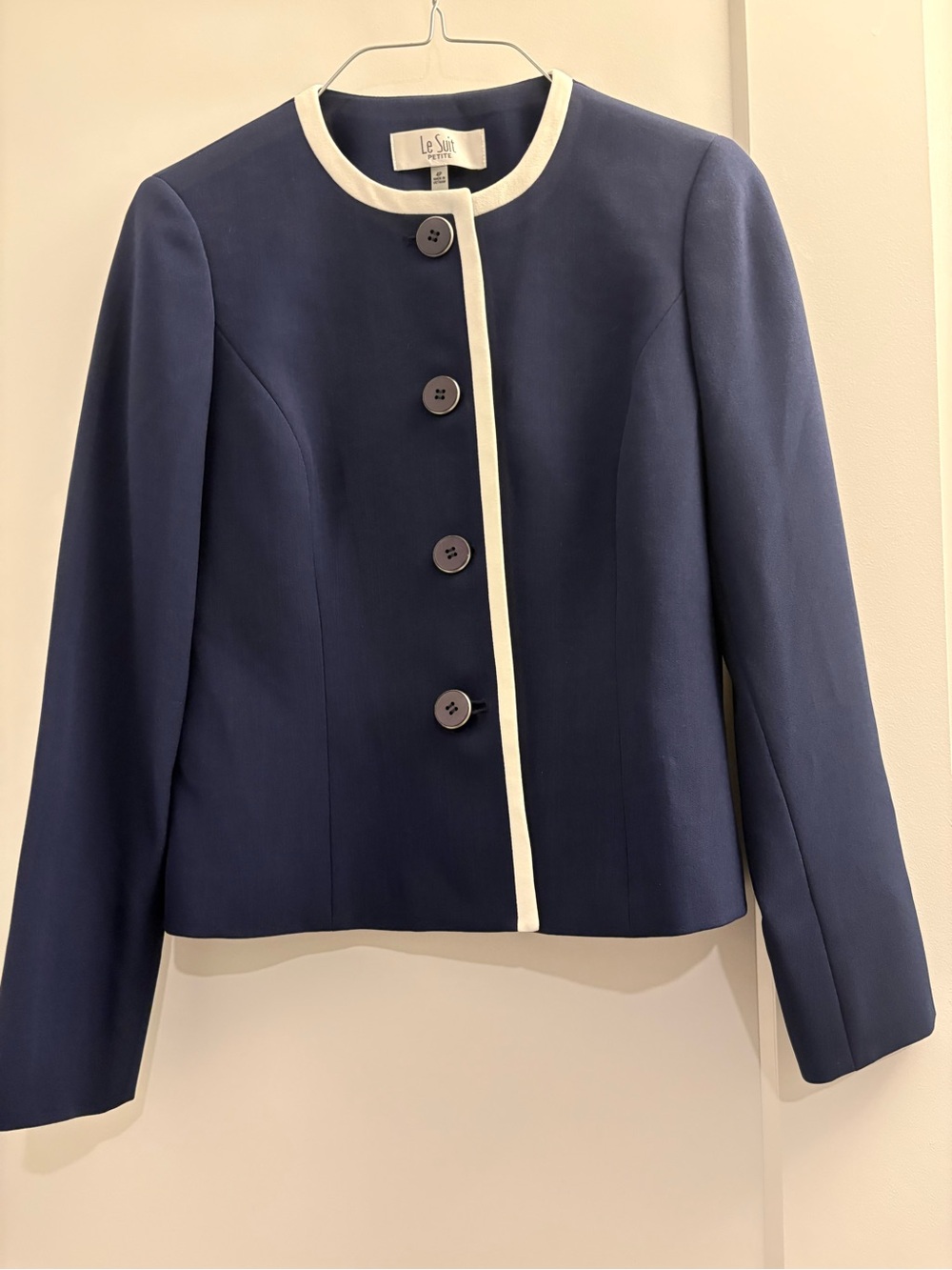 Le Suit Navy/Royal blue two piece suit with jacket with skirt